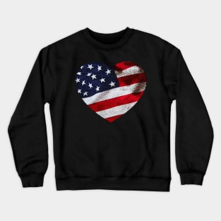 Distressed American Flag Heart Design Crewneck Sweatshirt